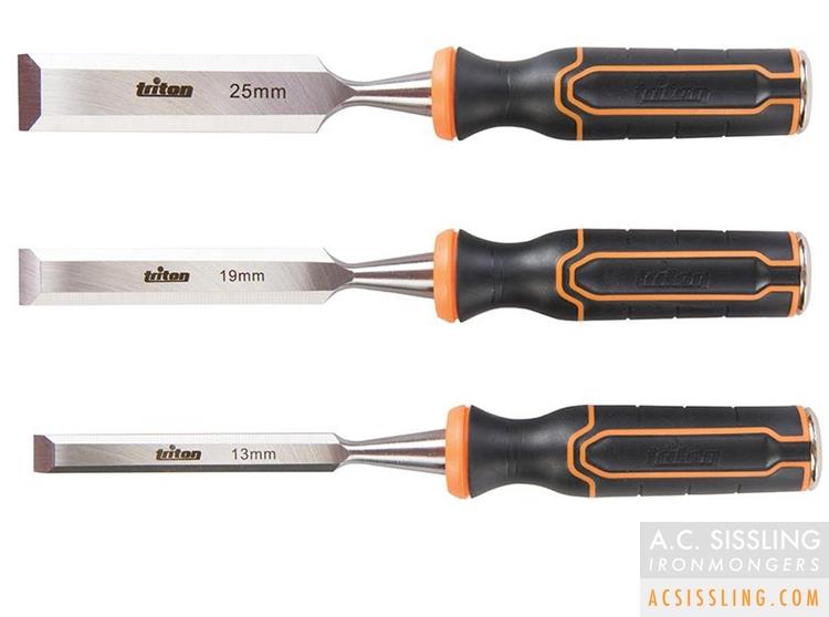 Triton TWCS3 3Piece Wood Chisel Set in a Nylon Fabric Wallet AC Sissling